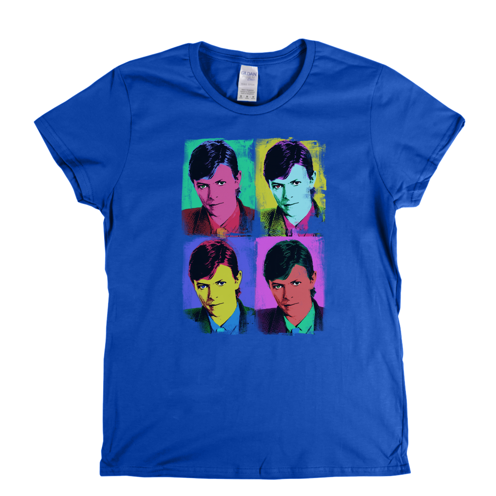 David Bowie Distressed Pop Art Womens T-Shirt