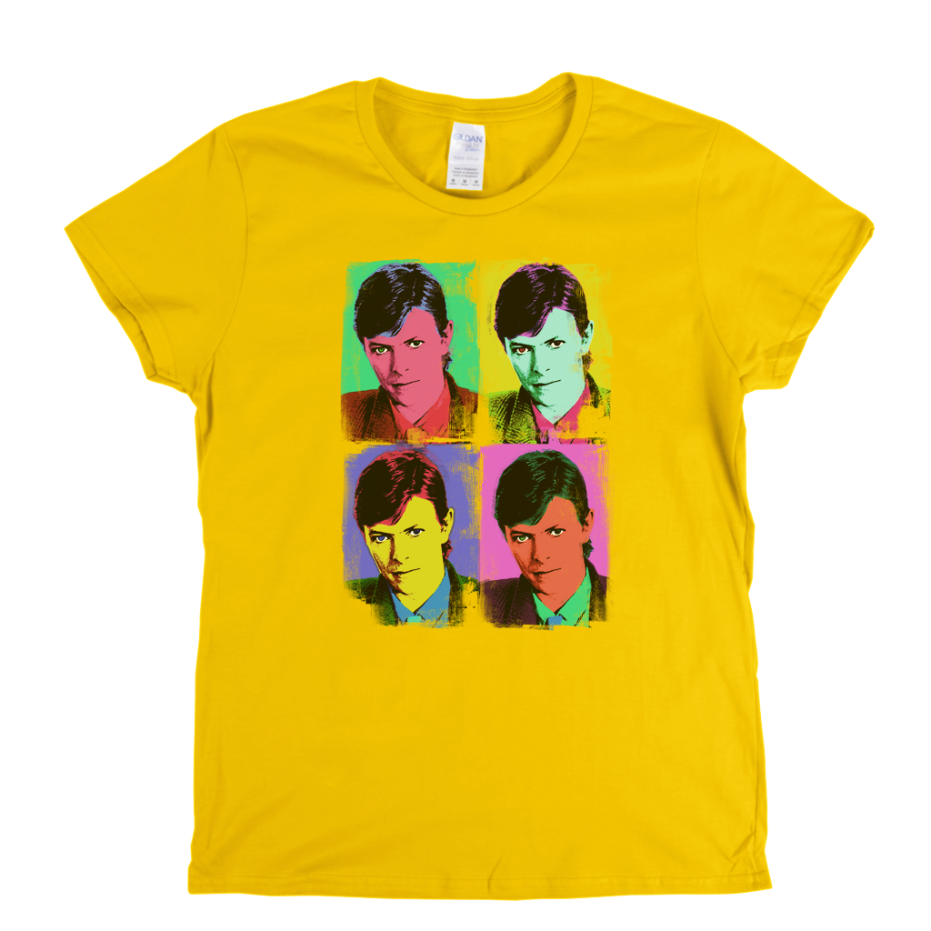 David Bowie Distressed Pop Art Womens T-Shirt