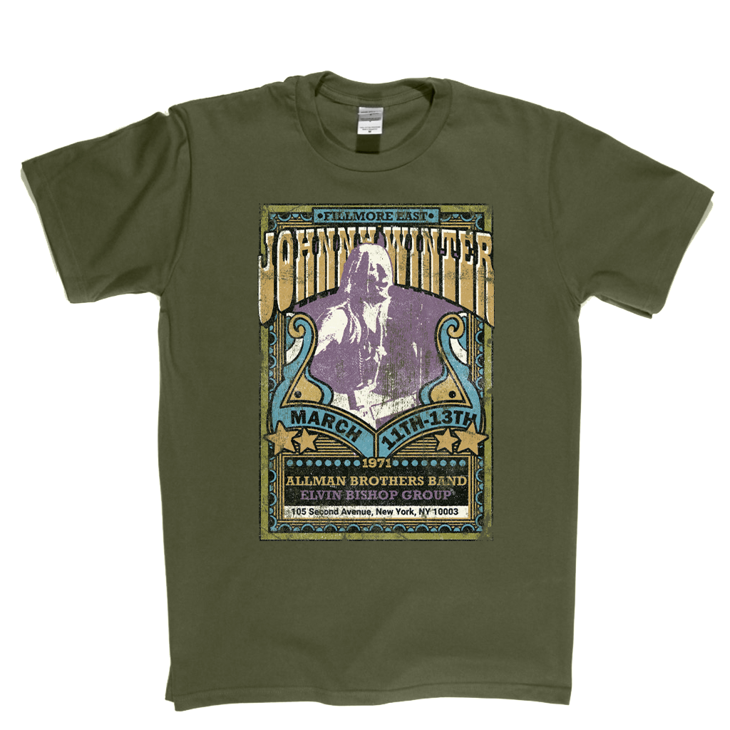 Johnny Winter Allman Brothers Elvin Bishop Fillmore Poster T-Shirt