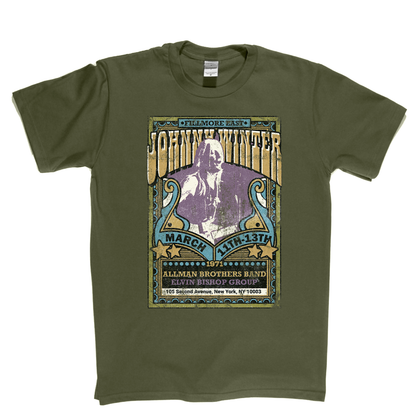 Johnny Winter Allman Brothers Elvin Bishop Fillmore Poster T-Shirt