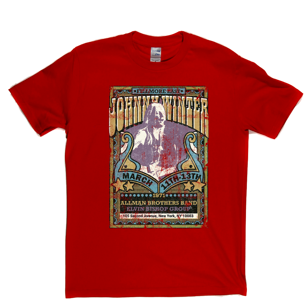 Johnny Winter Allman Brothers Elvin Bishop Fillmore Poster T-Shirt