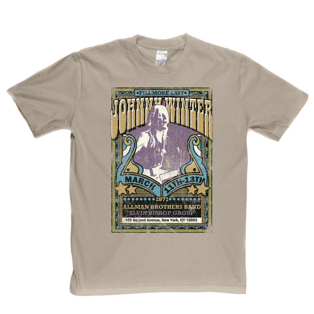 Johnny Winter Allman Brothers Elvin Bishop Fillmore Poster T-Shirt