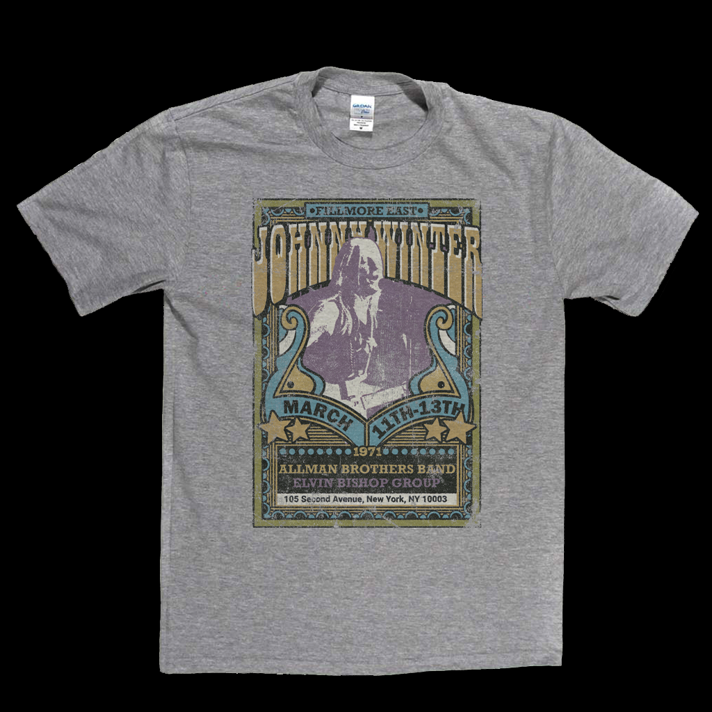 Johnny Winter Allman Brothers Elvin Bishop Fillmore Poster T-Shirt