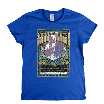 Johnny Winter Allman Brothers Elvin Bishop Fillmore Poster Womens T-Shirt