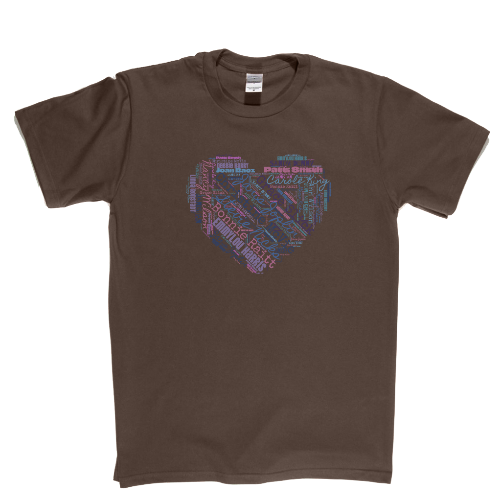 Women In Rock Heart Wordcloud T-Shirt