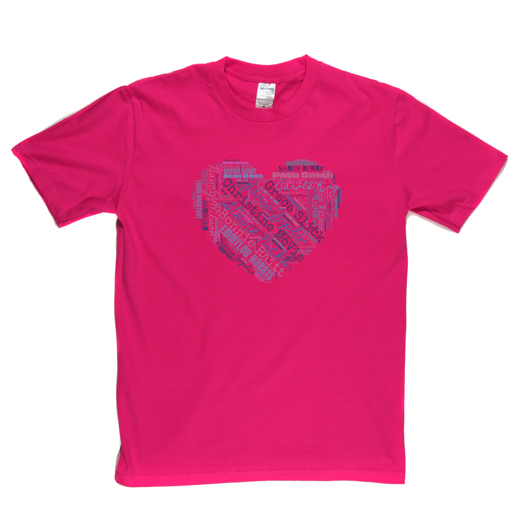 Women In Rock Heart Wordcloud T-Shirt