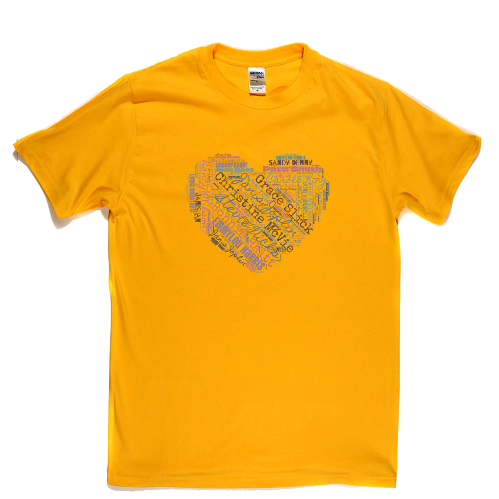 Women In Rock Heart Wordcloud T-Shirt