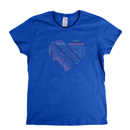Women In Rock Heart Wordcloud Womens T-Shirt