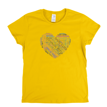 Women In Rock Heart Wordcloud Womens T-Shirt