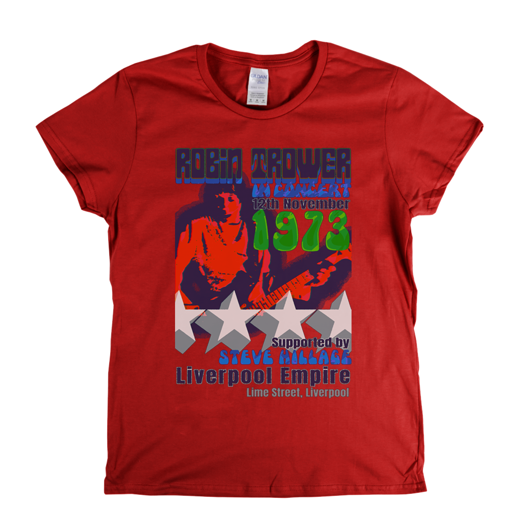Robin Trower Steve Hillage Liverpool 1973 Womens T-Shirt