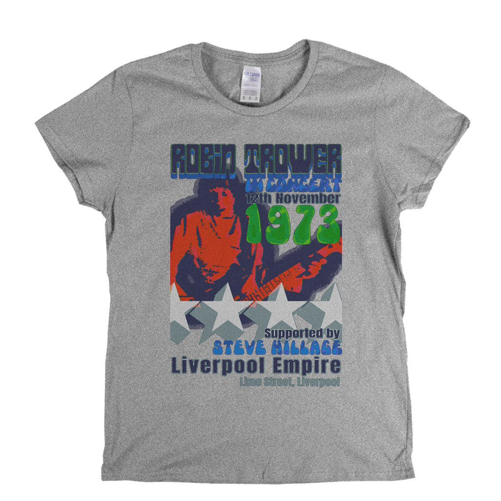 Robin Trower Steve Hillage Liverpool 1973 Womens T-Shirt