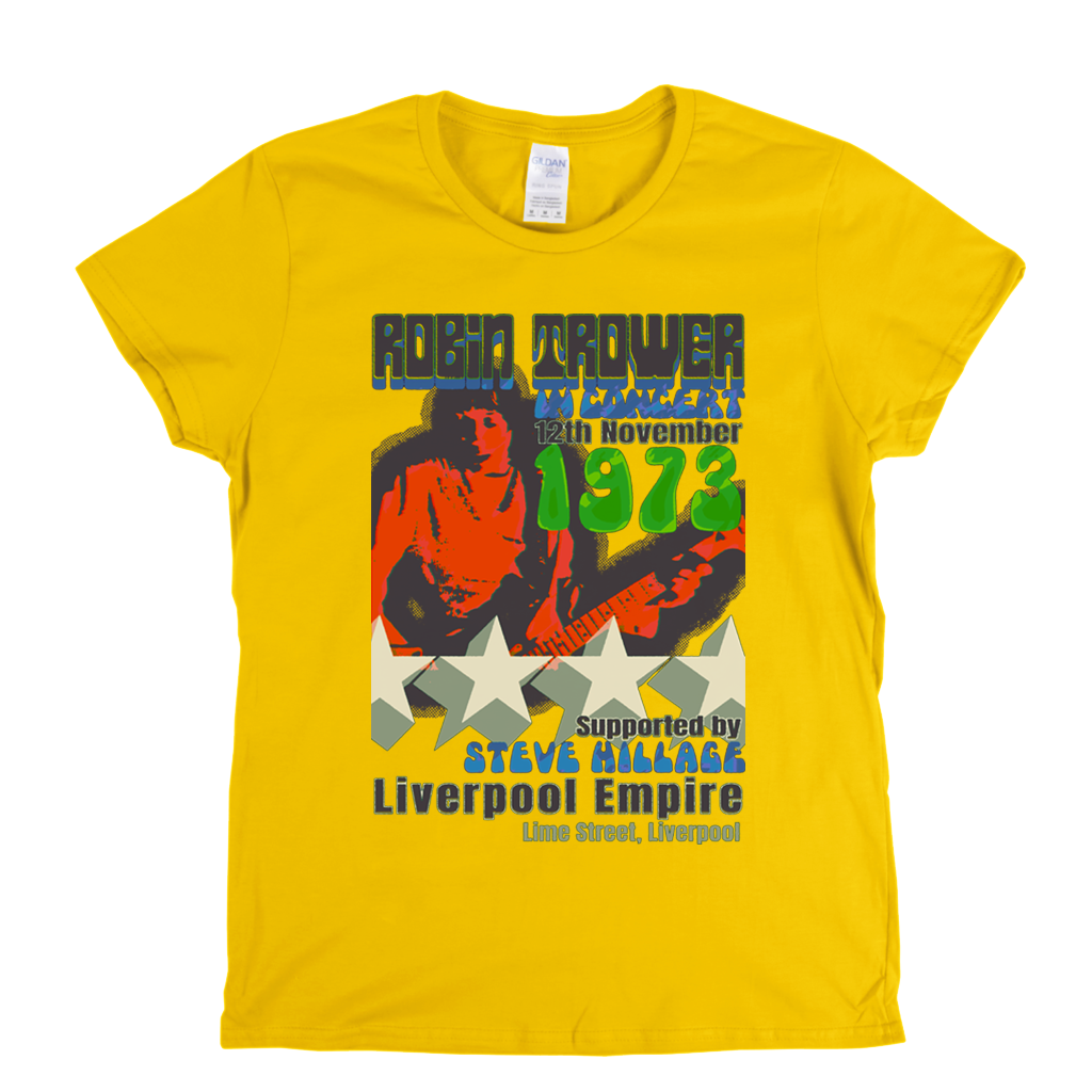 Robin Trower Steve Hillage Liverpool 1973 Womens T-Shirt