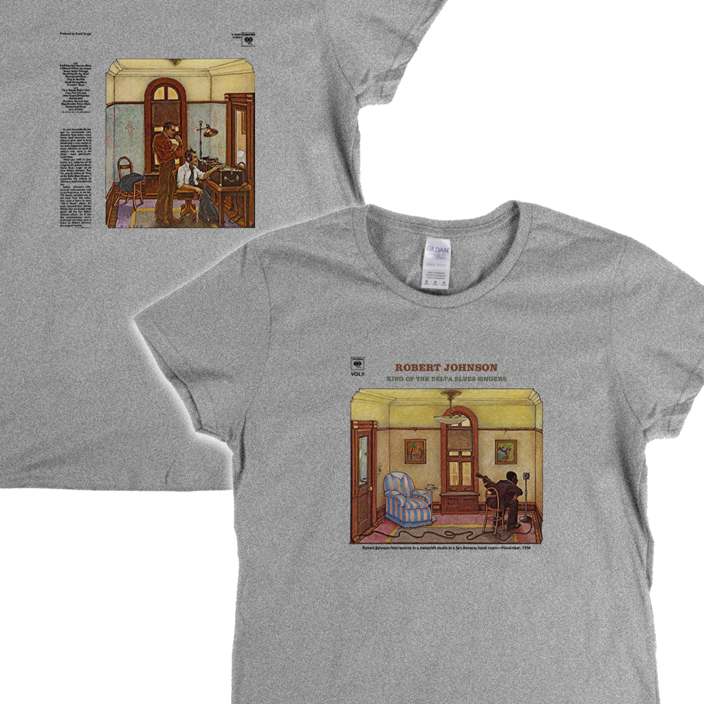 Robert Johnson King Of The Delta Blues Singers Front And Back Womens T-Shirt