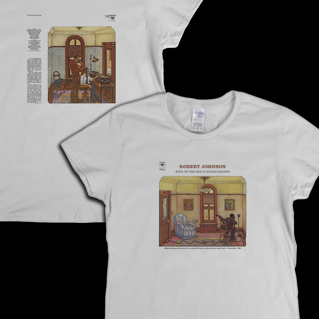 Robert Johnson King Of The Delta Blues Singers Front And Back Womens T-Shirt