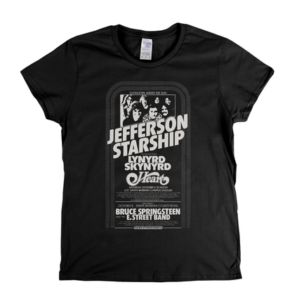 Starship Springsteen Skynyrd Heart Festival Poster Womens T-Shirt