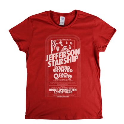 Starship Springsteen Skynyrd Heart Festival Poster Womens T-Shirt