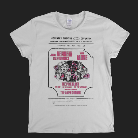 Hendrix Experience The Move Pink Floyd Gig Poster Womens T-Shirt