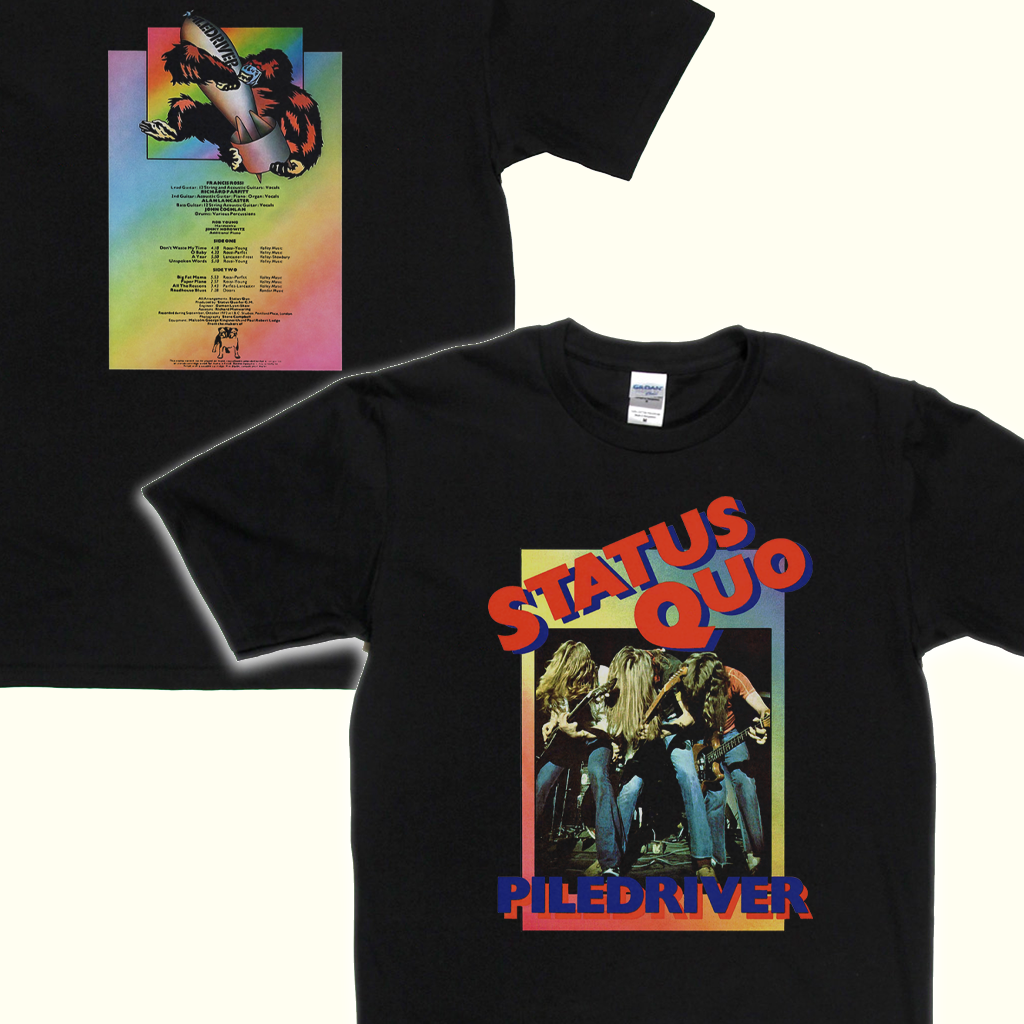 Status Quo Piledriver Front And Back T-Shirt