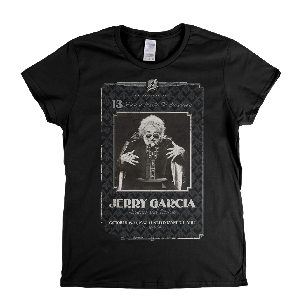 Jerry Garcia Acoustic & Electric Poster Womens T-Shirt
