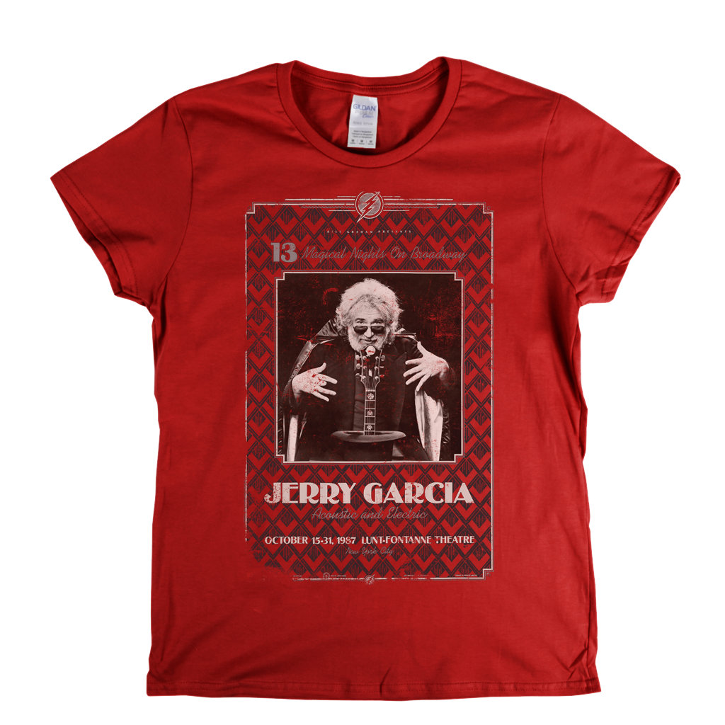 Jerry Garcia Acoustic & Electric Poster Womens T-Shirt