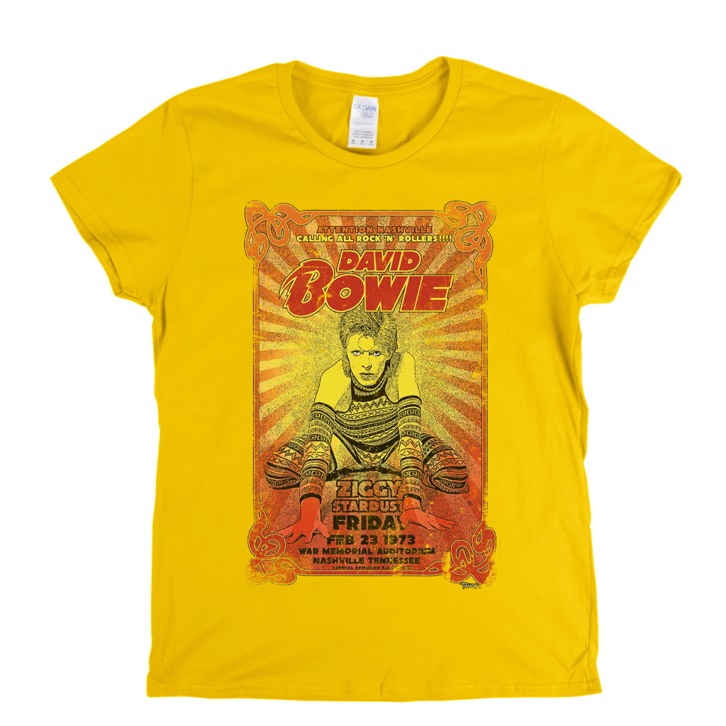 David Bowie Ziggy Poster Womens T-Shirt