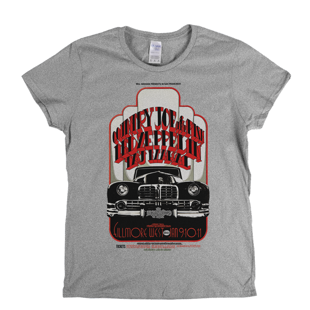 Country Joe Led Zeppelin Taj Mahal Poster Womens T-Shirt