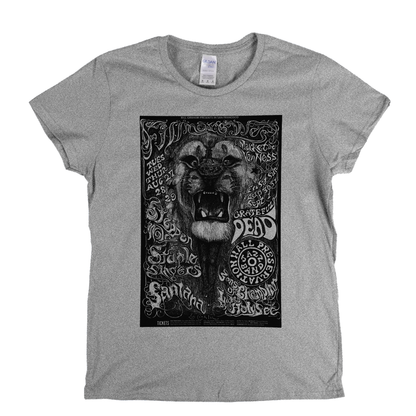 Fillmore West Poster Dead Steppenwolf Santana Womens T-Shirt