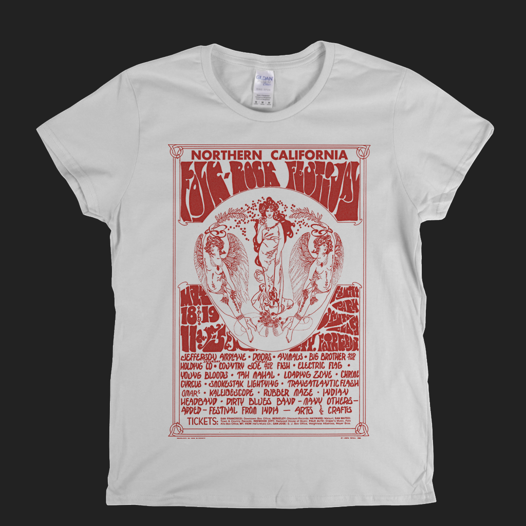 Northern California Folk Rock Festival Poster Womens T-Shirt