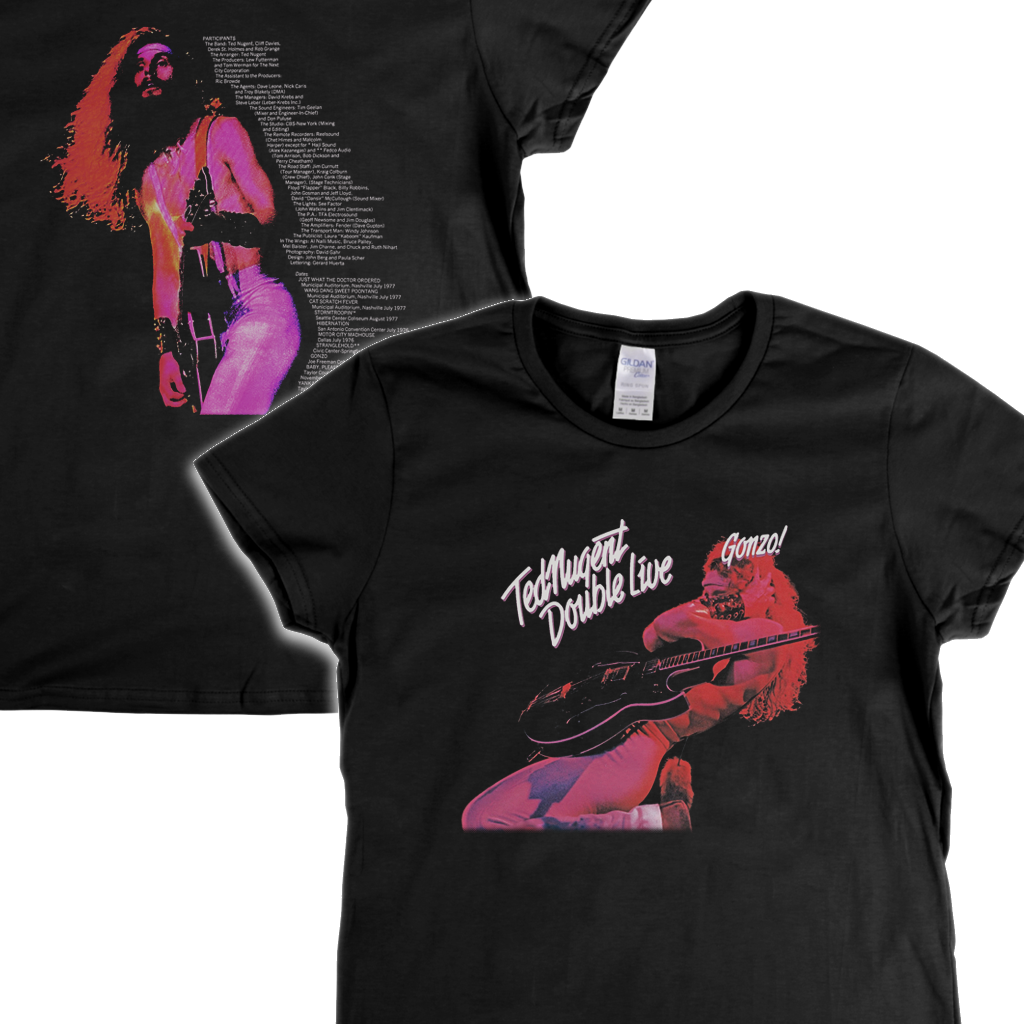 Ted Nugent Double Live Gonzo Front And Back Womens T-Shirt