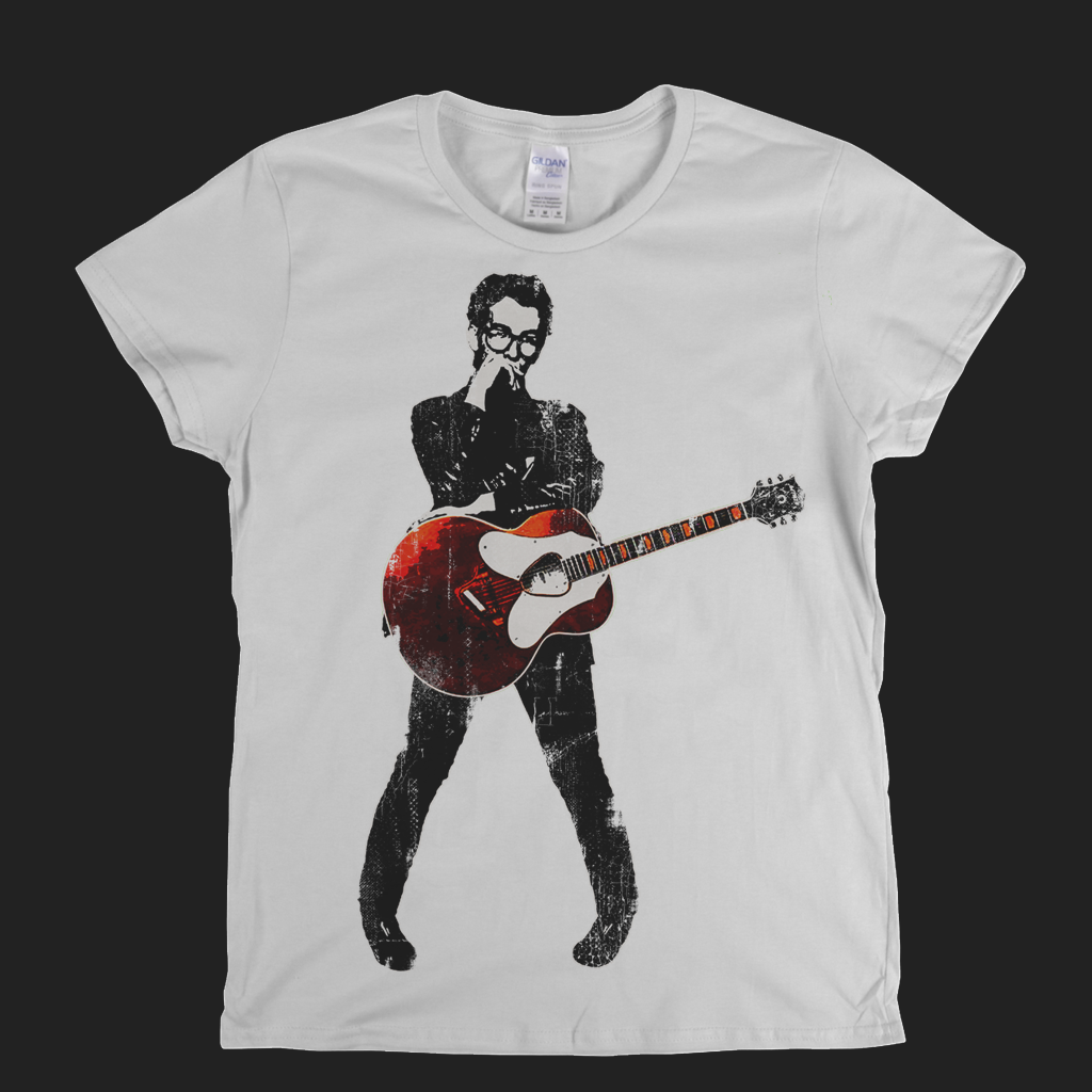Elvis Costello Red Guitar Womens T-Shirt