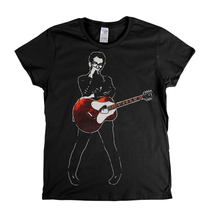 Elvis Costello Red Guitar Womens T-Shirt