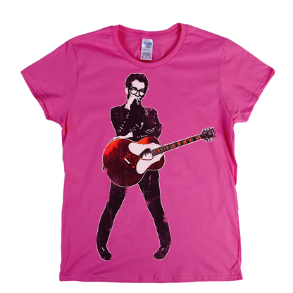 Elvis Costello Red Guitar Womens T-Shirt