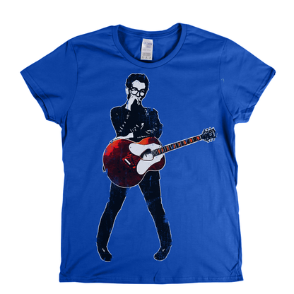 Elvis Costello Red Guitar Womens T-Shirt