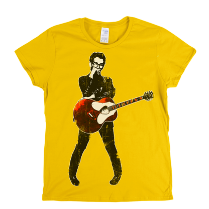 Elvis Costello Red Guitar Womens T-Shirt