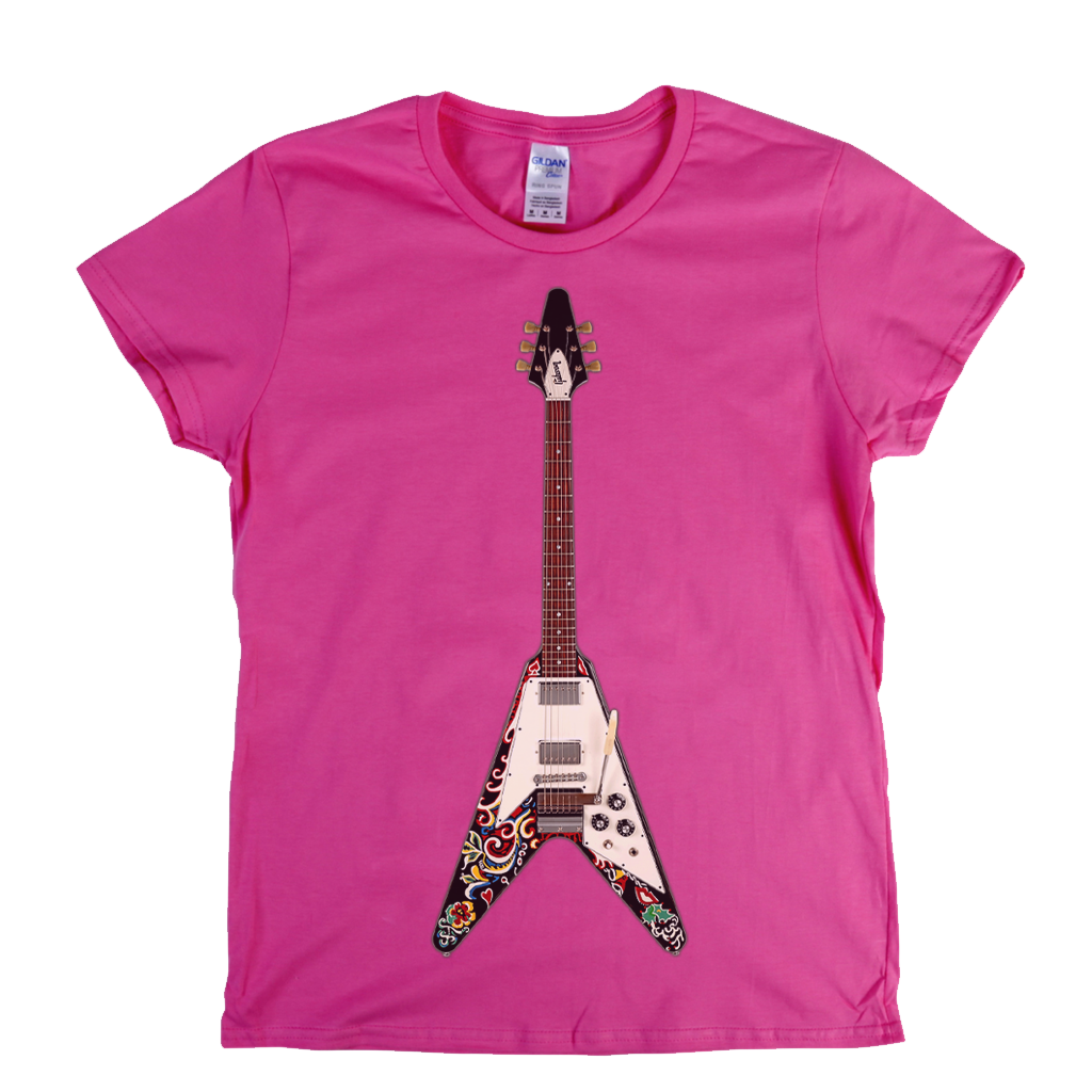 Jimi Hendrix Psychedelic Flying V Womens T-Shirt