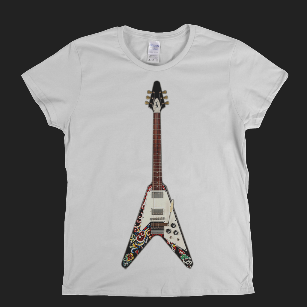 Jimi Hendrix Psychedelic Flying V Womens T-Shirt