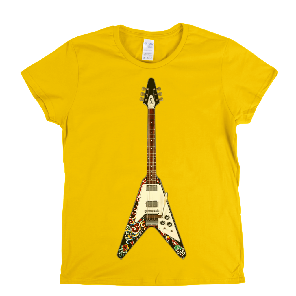 Jimi Hendrix Psychedelic Flying V Womens T-Shirt